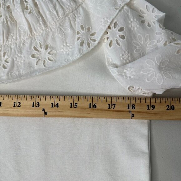 Cottagecore Ann Taylor Top Ruffle Eyelet Size M Ivory - Picture 6 of 9